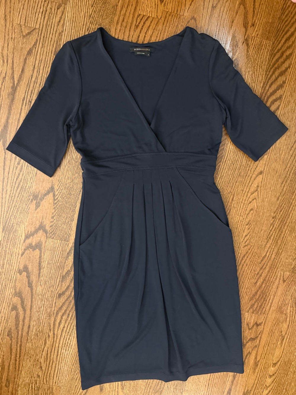 BCBG Max Azria Pleated Short Sleeve Dress
